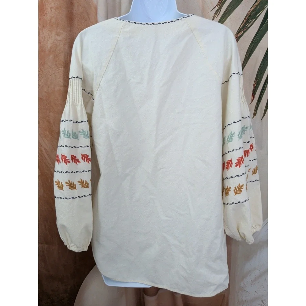 MADEWELL Embroidered Puff Sleeve White Blouse